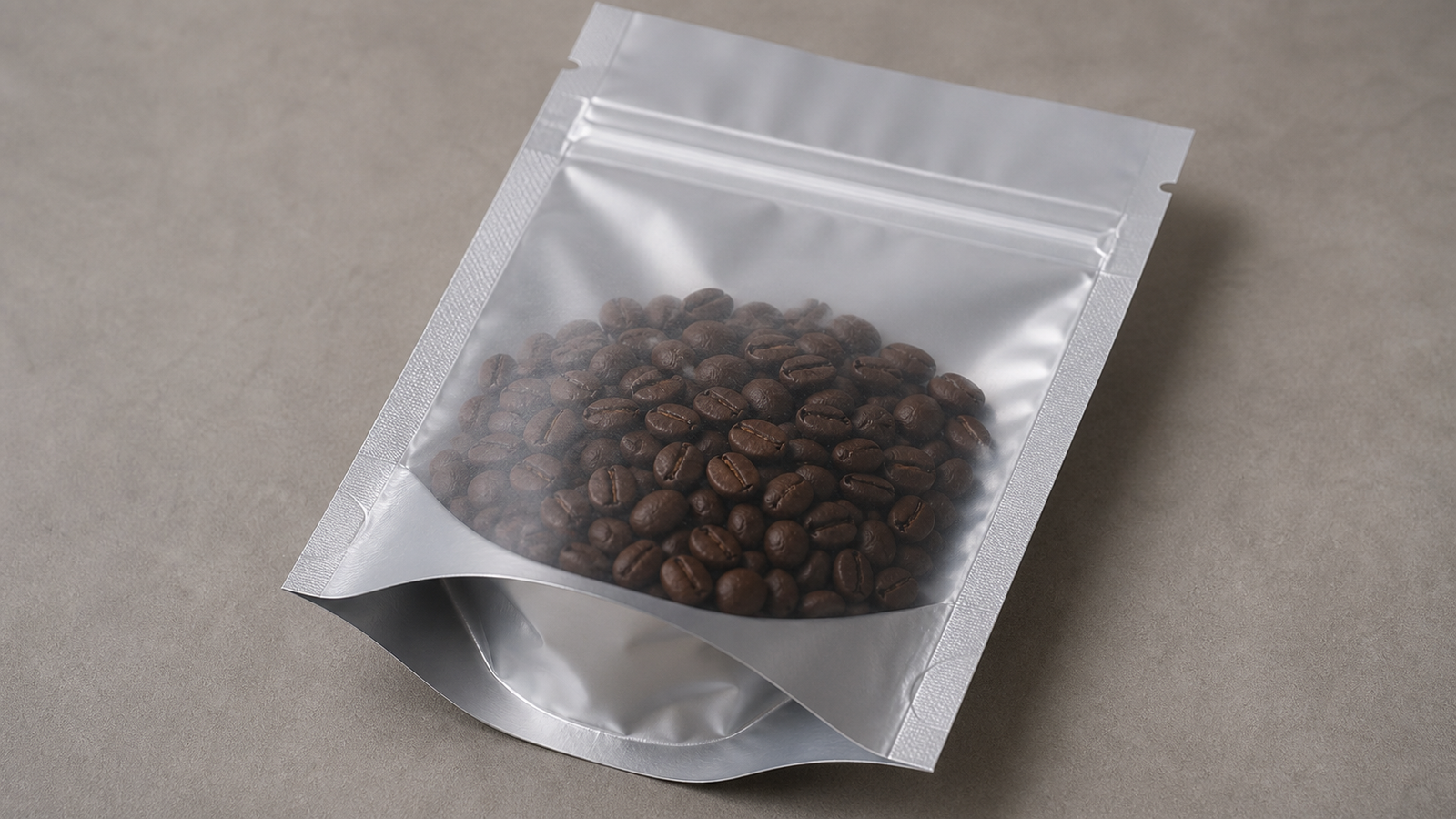 Unbranded zipper pouch showing top seal, zipper, side seals, and gusset zones